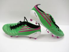 Luca Antonini: a pair of green Adidas F-50 Sprint Frame football boots 2013, inscribed VIOLA MARIA,