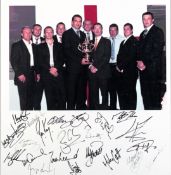 A signed colour photographic print of the England 2003 Rugby World Cup winners, 22 signatures in