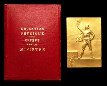 A rare gilt-bronze version of the 1900 Paris Olympic Games plaquette struck in conjunction with the