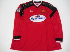 Ardian Djokaj: a red RDC Mallorca No.21 jersey season 1999-2000, long-sleeved, L.F.P. badge, the