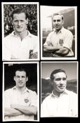 A group of 30 small original b&w press photographs mostly portraits of footballers, some action