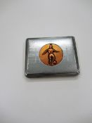 A cigarette case set with a roundel featuring a footballer Provenance: Torino Olympic Stadium