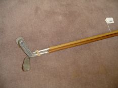 A Jack Randall patent putter circa 1925, Patent No.186522, with 20 lead inserts to face, a shaped