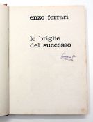 Enzo Ferrari-signed copy of his book Le Briglie Del Successo, his signature in violet ink on the