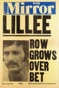 A Daily Mirror (Australia) news-stand poster with the headline ""Lillee, Row Grows Over Bet""