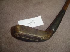 A R. Forgan of St Andrews semi-long nosed scared neck putter circa 1912, lacking original ram`s