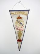 A pennant issued in 1961 to commemorate Real Madrid`s five consecutive European Cup victories