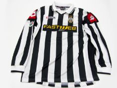 Pavel Nedved: a black & white striped Juventus No.11 Serie A jersey season 2001-02, long-sleeved,