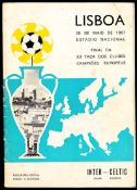 1967 European Cup Final programme Celtic v FC Inter played in Lisbon 25th May 1967, dog-ear top