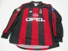 Rui Costa: a red & black striped AC Milan No.10 Serie A jersey season 2000-01, long-sleeved, Lega