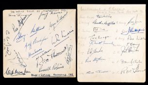 The autographs of the Wales rugby team at Murrayfield in 1953 and the Barbarians team v New Zealand