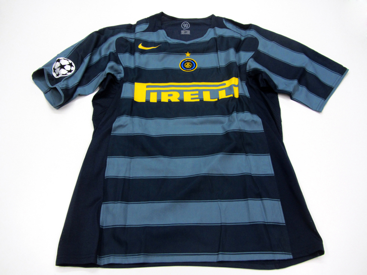 Adriano: a dark & light blue FC Inter Champions League jersey season 2004-05, short-sleeved, UEFA