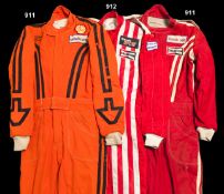 Val Musetti race worn late-1970s Bell full-face helmet and two `Formula One` racesuits, a white