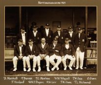 A photograph of the Nottinghamshire county cricket team of 1923, the image 9 by 11 1/2in., very