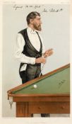 A rare signed Vanity Fair print of the Champion Billiards player John Roberts Jnr., the signature