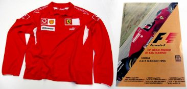 Michael Schumacher-signed flyer and other memorabilia, comprising a small 1996 San Marino Grand