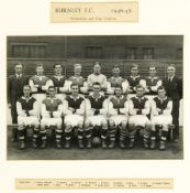 An official photograph of The Burnley FC 1946-47 promotion and cup finalist`s team, 8 by 12in. b&w