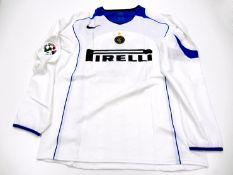 Christian Vieri: a white FC Inter No.32 Serie A away jersey season 2004-05, long-sleeved, Lega