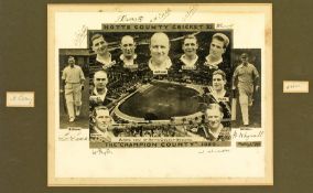 A signed photograph of the Nottinghamshire county cricket championship winning team of 1929, an