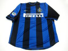 Christian Vieri: a blue & black striped FC Inter No.32 Serie A jersey season 2000-01, short-