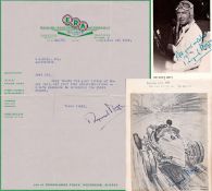 Raymond Mays-signed E.R.A. memorabilia, comprising a signed 1935 letter on English Racing