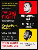 Muhammad Ali v Alvin Lewis official fight programme, Croke Park, Dublin, 19th July 1972, vertical