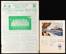 A programme and autographs relating to the Belfast Celtic Tour of North America in 1949,