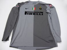 Julio Cesar: a light & dark grey halved No.12 FC Inter goalkeeping jersey from the 2007 Italian Cup