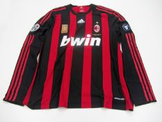 Ronaldinho: a red & black striped AC Milan No.80 Serie A jersey season 2008-09, long-sleeved, Lega