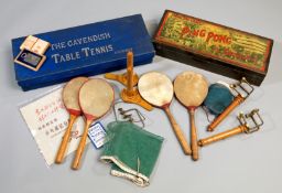 An Edwardian boxed table tennis set entitled 'The Cavendish Table Tennis' by F. H. Ayres of
