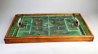 A continental football table game,
each end with 10 levers providing a kicking action for outfield