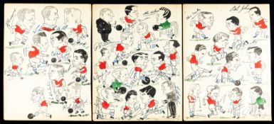 A good collection of 35 autographed caricatures of Arsenal players between seasons 1930-31 and