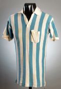 A light blue & white striped Racing Club (Argentina) No.4 jersey worn in the Intercontinental Cup