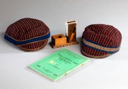 Cricket interest,
comprising: two vintage cricket caps, of unknown representations; sold together