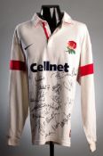 An England rugby shirt signed by the 2003 World Cup squad
signed immediately before their