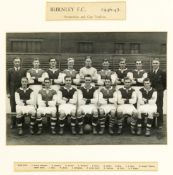 An official photograph of The Burnley FC 1946-47 promotion and cup finalist's team,
8 by 12in. b&w