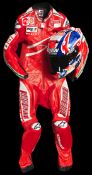 Casey Stoner race-worn 2007 Ducati helmet and leathers,
the Nolan N94 race helmet signed in black