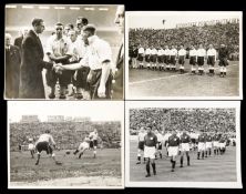 16 original b&w press photographs of England football teams mostly in the 1930s,
some from the
