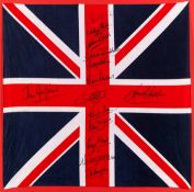 A Union Jack flag signed by 10 England 1966 World Cup finalists and additionally by four squad