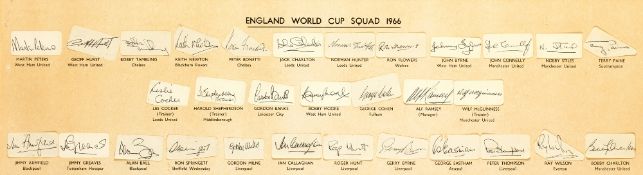 A rare set of autographs of the provisional 27-man England 1966 World Cup squad assembled for pre-