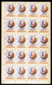 A complete sheet of unused 1934 World Cup poster stamps,