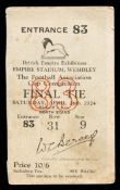 A ticket for the Aston Villa v Newcastle United F.A. Cup final 26th April 1924,
ten shillings and