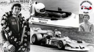 Valentino Musetti race worn 1970s Bell full-face helmet and two 'Formula One' racesuits,
a white