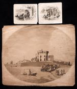 A collection of swimming/bathing ephemera including a 1781 engraving of the Bathing Place at