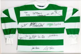 An autographed Celtic 'Lisbon Lions' shirt,
the mounted & framed retro green & white hooped shirt