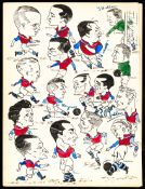 Caricatures of West Ham United players from the 1930s,
original artworks by an unknown but