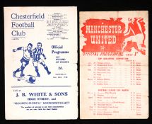 Chesterfield v Manchester United War Cup semi-final programme 12th May 1945,
reasonably good