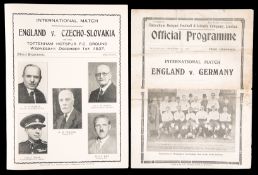 Two England international programmes for matches played at White Hart Lane,
v Germany 4th December