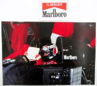 Gerhard Berger-signed McLaren-Honda large colour photo, 
his signature in gold marker pen, print