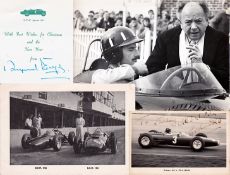 Graham Hill and Raymond Mays signed B.R.M. memorabilia,
comprising a photo card of Hill driving a